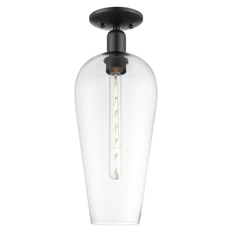 Innovations Chelsea 1Lt 8" Semi-Flush, Black/Clear - 716-1C-BK-G456-8CL
