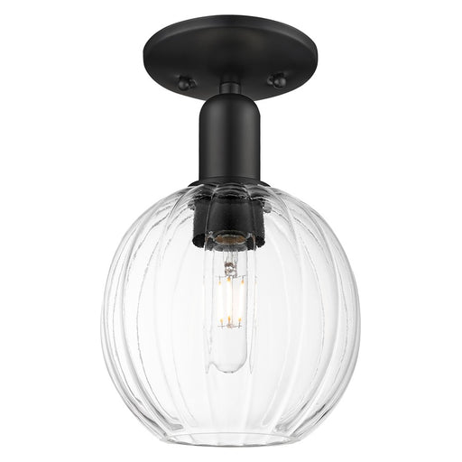 Innovations Preston 1Lt 7" Globe Semi-Flush, Black/Clear - 716-1C-BK-G458-7CL