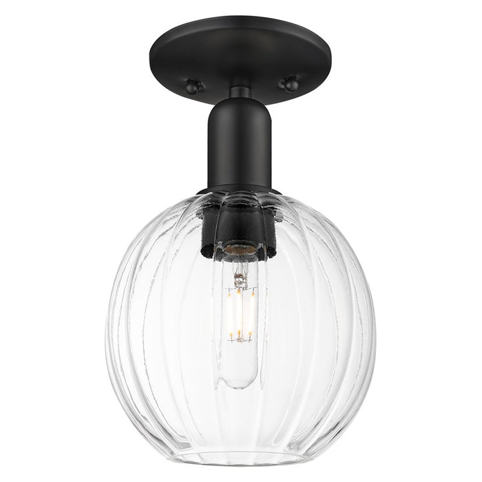 Innovations Preston 1Lt 7" Globe Semi-Flush, Black/Clear - 716-1C-BK-G458-7CL