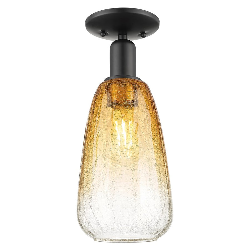 Innovations Brookhaven Almond 6" Semi-Flush, Black/Amber - 716-1C-BK-G480-6AM