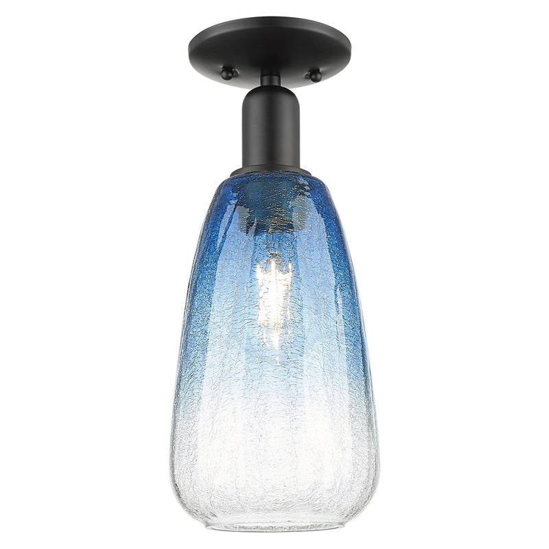Innovations Brookhaven Almond 1Lt 6" Semi-Flush, Black/Blue - 716-1C-BK-G480-6SB