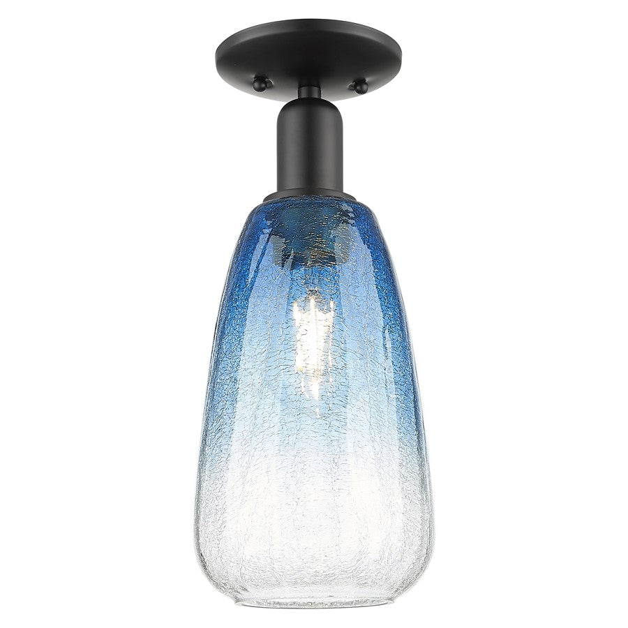 Innovations Brookhaven Almond 1Lt 6" Semi-Flush, Black/Blue - 716-1C-BK-G480-6SB