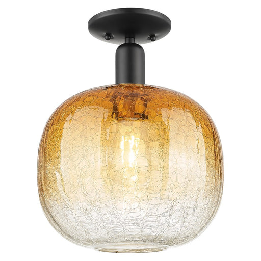 Innovations Brookhaven Sphere 10" Semi-Flush, Black/Amber - 716-1C-BK-G481-10AM