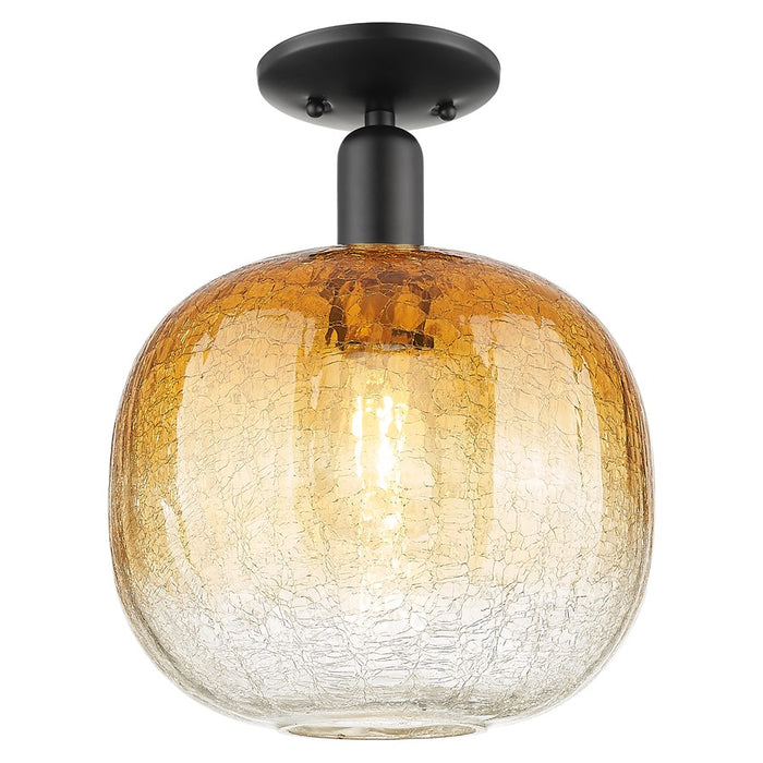Innovations Brookhaven Sphere 10" Semi-Flush, Black/Amber - 716-1C-BK-G481-10AM