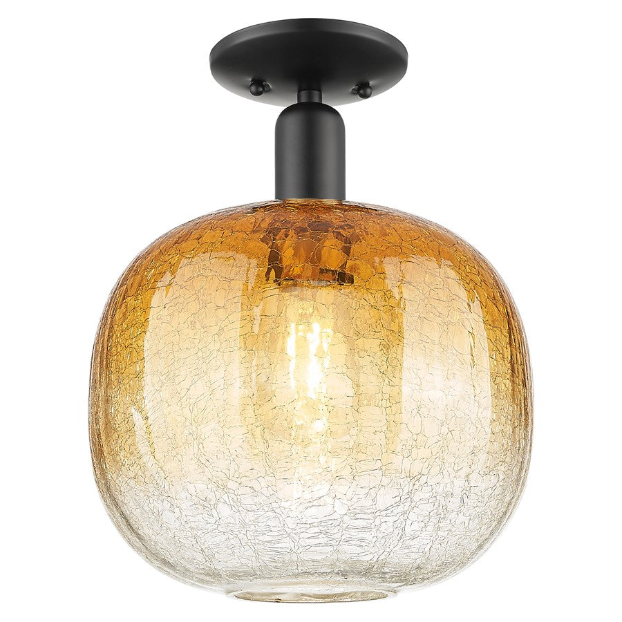 Innovations Brookhaven Sphere 10" Semi-Flush, Black/Amber - 716-1C-BK-G481-10AM
