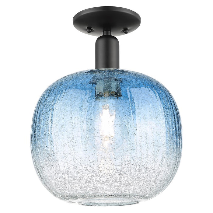 Innovations Brookhaven Sphere 10" Semi-Flush, Black/Blue - 716-1C-BK-G481-10SB