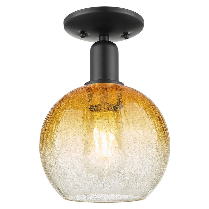 Innovations Brookhaven Globe 1Lt 8" Semi-Flush, Black/Amber - 716-1C-BK-G483-8AM