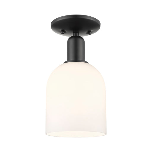 Innovations Bella 6in 1-Light Semi-Flush Mount | Industrial Matte Black Steel and White Glass | Entryway & Hallway | 5.5 x 11 | Model 716-1C-BK-G558-6GWH