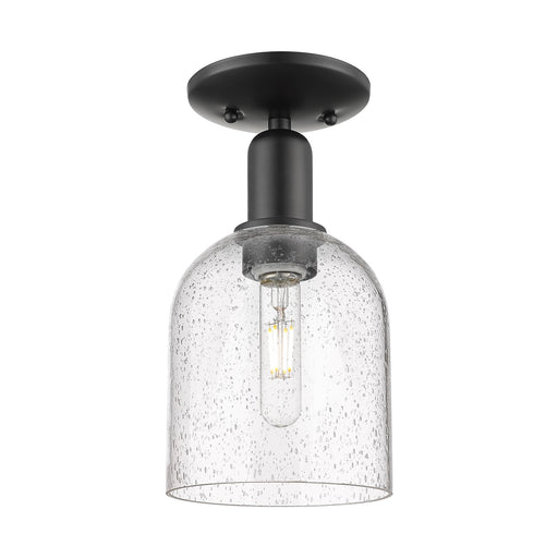 Innovations Bella 6in 1-Light Semi-Flush Mount | Industrial Matte Black Steel and Seedy Glass | Entryway & Hallway | 5.5 x 11 | Model 716-1C-BK-G558-6SDY