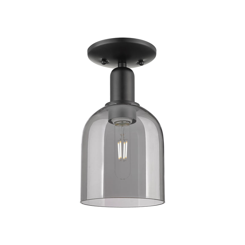 Innovations Bella 6in 1-Light Semi-Flush Mount | Industrial Matte Black Steel and Light Smoke Glass | Hallway & Entryway | 5.5 | Model 716-1C-BK-G558-6SM