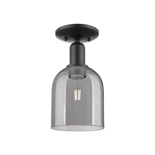 Innovations Bella 6in 1-Light Semi-Flush Mount | Industrial Matte Black Steel and Light Smoke Glass | Hallway & Entryway | 5.5 | Model 716-1C-BK-G558-6SM