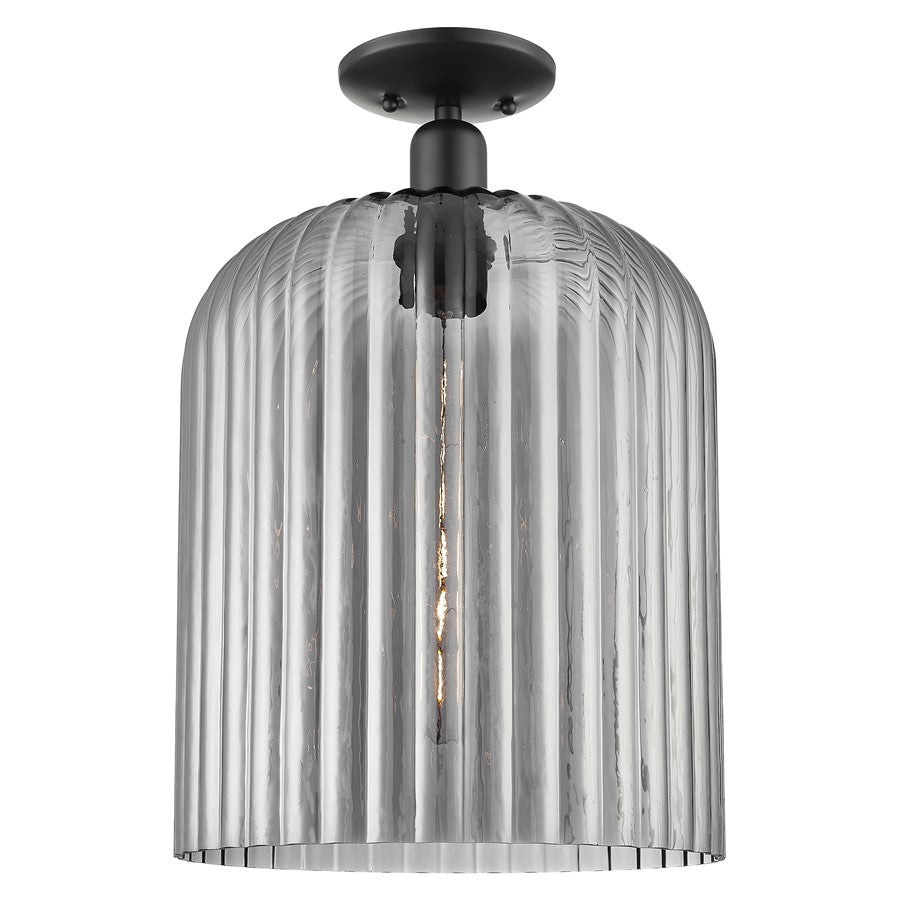 Innovations Bridal Veil 1Lt 12" Semi-Flush, Black/Smoke - 716-1C-BK-G559-12SM