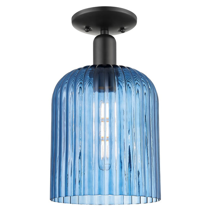 Innovations Bridal Veil 1Lt 8" Semi-Flush, Black/Blue - 716-1C-BK-G559-8BL