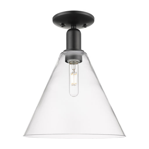 Innovations Berkshire Glass 12in 1-Light Semi-Flush Mount | Industrial Matte Black Steel and Clear Glass | Entryway & Hallway | Model 716-1C-BK-GBC-122