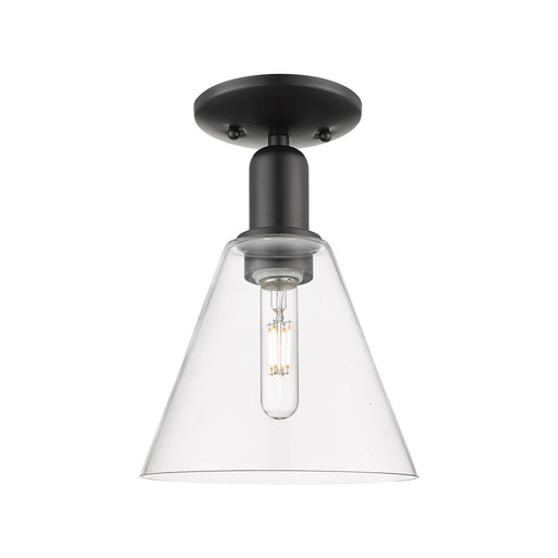 Innovations Berkshire Glass 8in 1-Light Semi-Flush Mount | Industrial Matte Black Steel and Clear Glass | Entryway & Hallway | 8 | Model 716-1C-BK-GBC-82