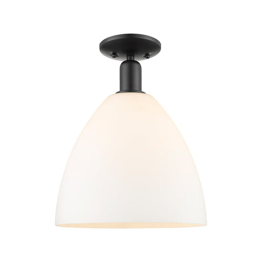 Innovations Bristol 12in 1-Light Semi-Flush Mount | Industrial Matte Black Steel and Matte White Glass | Kitchen & Hallway | 12 | Model 716-1C-BK-GBD-121