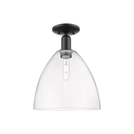 Innovations Bristol 12in 1-Light Semi-Flush Mount | Industrial Matte Black Steel and Clear Glass | Entryway & Hallway | 12 x 12 | Model 716-1C-BK-GBD-122
