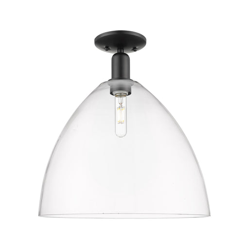 Innovations Bristol 16in 1-Light Semi-Flush Mount | Industrial Matte Black Steel and Clear Glass | Entryway & Hallway | 16 x 16 | Model 716-1C-BK-GBD-162