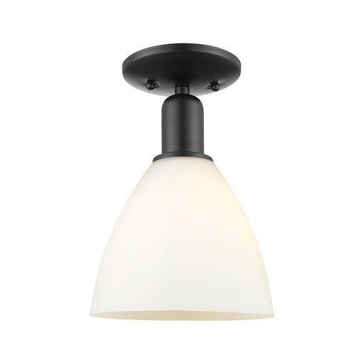Innovations Bristol 8in 1-Light Semi-Flush Mount | Industrial Matte Black Steel and Matte White Glass | Entryway & Hallway | 7.5 | Model 716-1C-BK-GBD-751