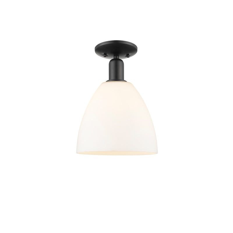 Innovations Bristol 9in 1-Light Semi-Flush Mount | Industrial Matte Black Steel and Matte White Glass | Entryway & Hallway | 9 x | Model 716-1C-BK-GBD-91