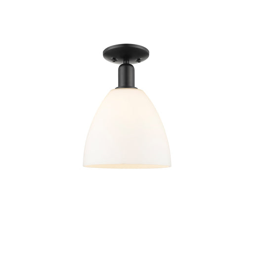 Innovations Bristol 9in 1-Light Semi-Flush Mount | Industrial Matte Black Steel and Matte White Glass | Entryway & Hallway | 9 x | Model 716-1C-BK-GBD-91