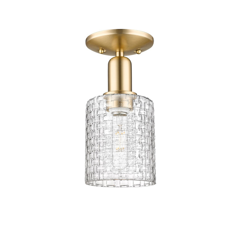 Innovations Cobbleskill 5in 1-Light Semi-Flush Mount | Industrial Champagne Bronze Steel and Clear Glass | Entryway & Hallway | Model 716-1C-CB-G112C-5CL