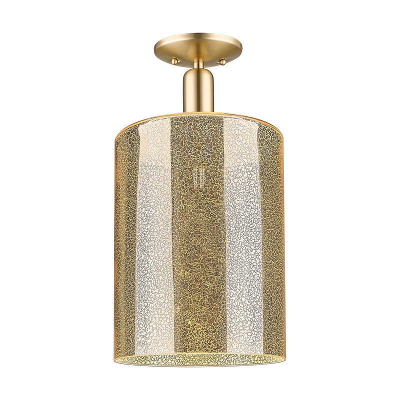 Innovations Cobbleskill 9in 1-Light Semi-Flush Mount | Industrial Champagne Bronze Steel and Mercury Glass | Entryway & Hallway | Model 716-1C-CB-G116-L