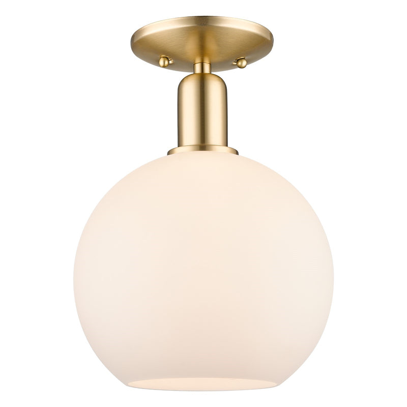 Innovations Athens 10in 1-Light Semi-Flush Mount | Industrial Champagne Bronze Steel and Matte White Glass | Entryway & Hallway | Model 716-1C-CB-G121-10