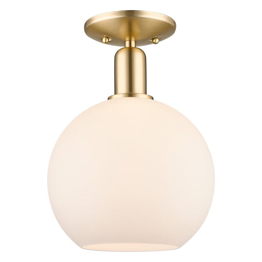 Innovations Athens 10in 1-Light Semi-Flush Mount | Industrial Champagne Bronze Steel and Matte White Glass | Entryway & Hallway | Model 716-1C-CB-G121-10
