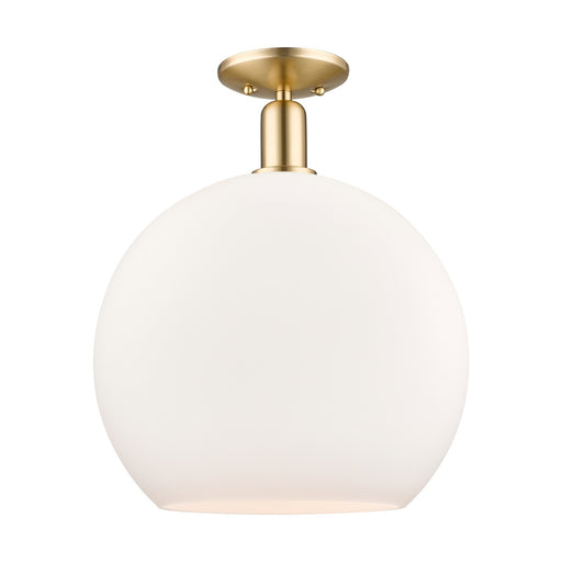 Innovations Athens 14in 1-Light Semi-Flush Mount | Industrial Champagne Bronze Steel and Matte White Glass | Entryway & Hallway | Model 716-1C-CB-G121-14