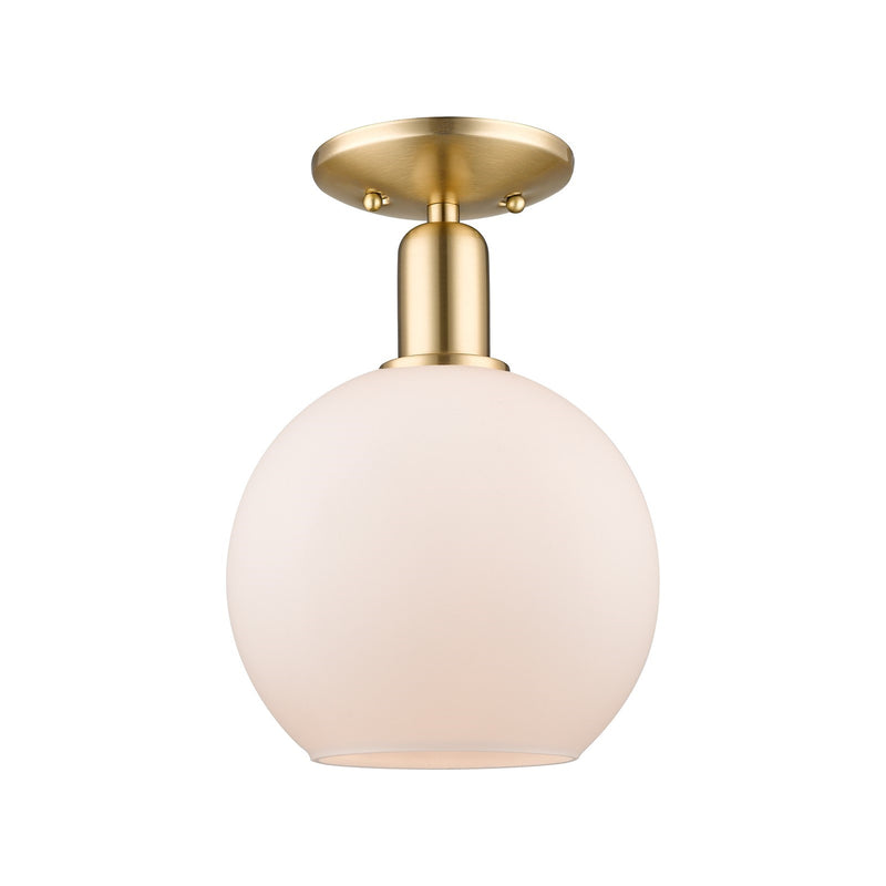 Innovations Athens 8in 1-Light Semi-Flush Mount | Industrial Champagne Bronze Steel and Cast Brass with Matte White Glass | Model 716-1C-CB-G121-8