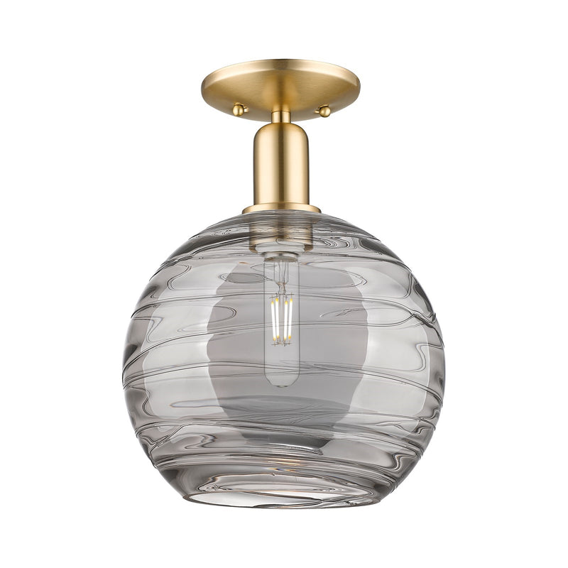Innovations Athens Deco Swirl 10in 1-Light Semi-Flush Mount | Industrial Champagne Bronze Steel and Light Smoke Glass | Model 716-1C-CB-G1213-10SM