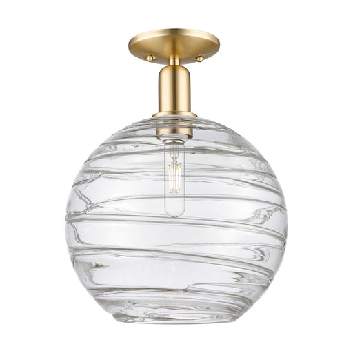 Innovations Athens Deco Swirl 12in 1-Light Semi-Flush Mount | Industrial Champagne Bronze Steel and Clear Deco Swirl Glass | Model 716-1C-CB-G1213-12CL