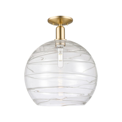Innovations Athens Deco Swirl 14in 1-Light Semi-Flush Mount | Industrial Champagne Bronze Steel and Clear Deco Swirl Glass | Model 716-1C-CB-G1213-14CL