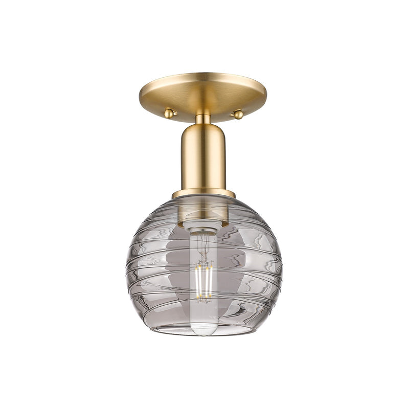 Innovations Athens Deco Swirl 6in 1-Light Semi-Flush Mount | Industrial Champagne Bronze Steel and Light Smoke Glass | Model 716-1C-CB-G1213-6SM