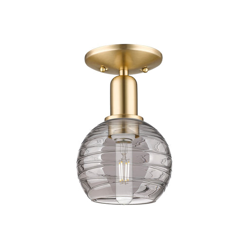 Innovations Athens Deco Swirl 6in 1-Light Semi-Flush Mount | Industrial Champagne Bronze Steel and Light Smoke Glass | Model 716-1C-CB-G1213-6SM