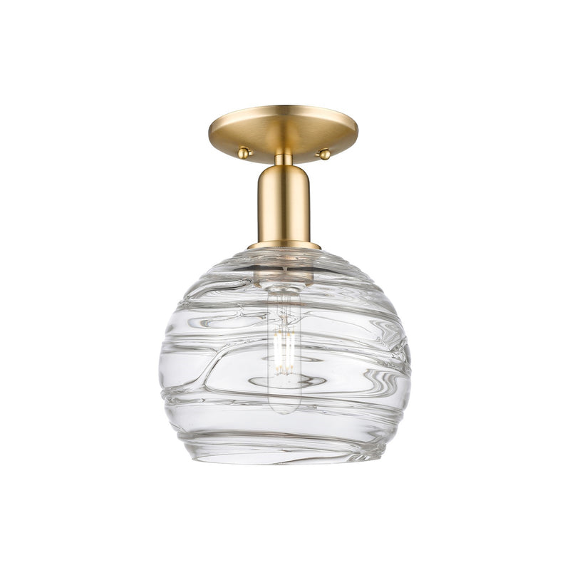 Innovations Athens Deco Swirl 8in 1-Light Semi-Flush | Industrial Champagne Bronze Steel and Clear Deco Swirl Glass | Entryway | Model 716-1C-CB-G1213-8CL
