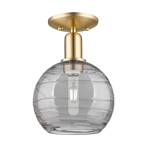 Innovations Athens Deco Swirl 8in 1-Light Semi-Flush | Industrial Champagne Bronze Steel and Light Smoke Glass | Entryway & | Model 716-1C-CB-G1213-8SM