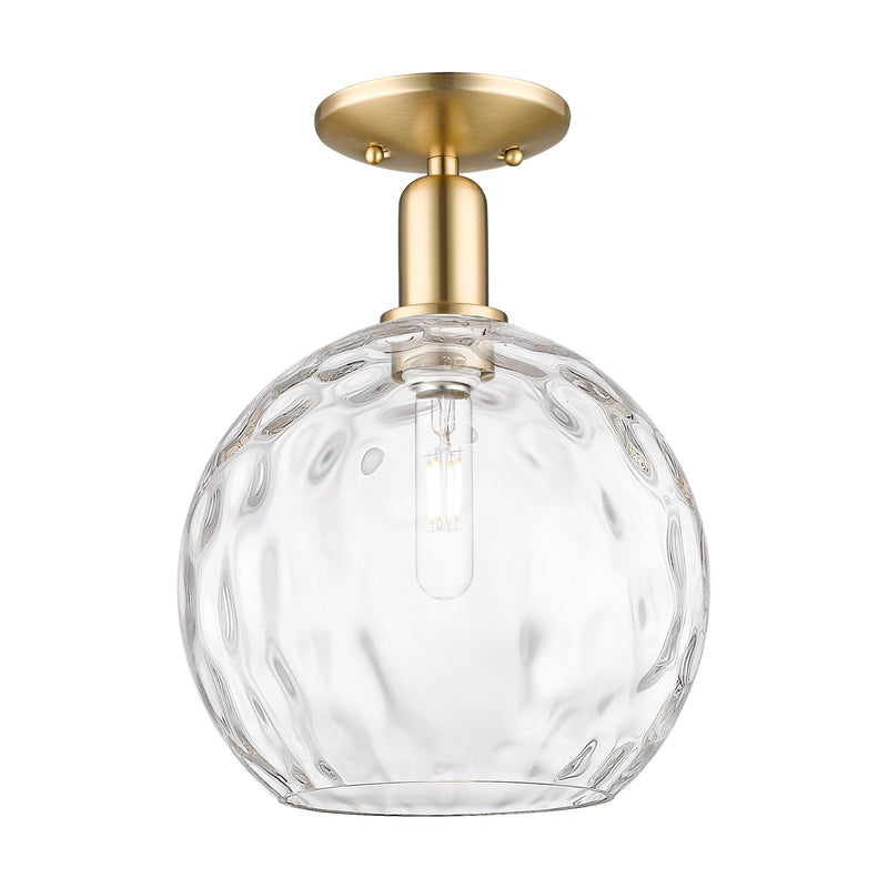 Innovations Athens 10in 1-Light Semi-Flush Mount | Industrial Champagne Bronze Steel and Clear Water Glass | Entryway & Hallway | Model 716-1C-CB-G1215-10
