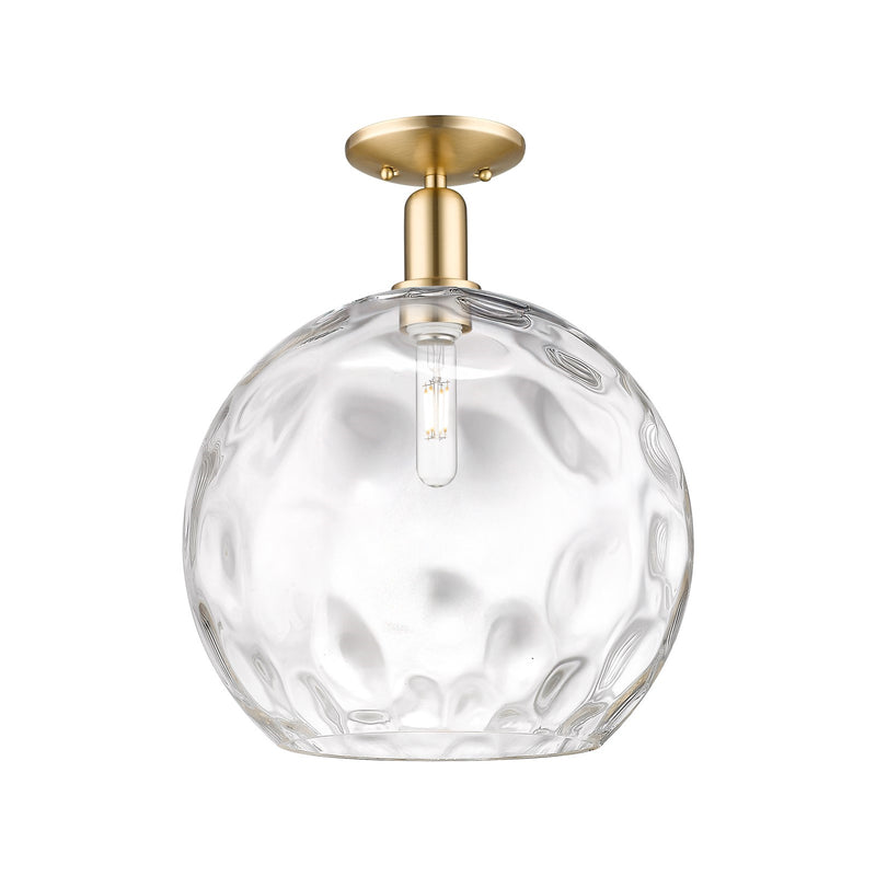 Innovations Athens 13in 1-Light Semi-Flush Mount | Industrial Champagne Bronze Steel and Clear Water Glass | Entryway & Hallway | Model 716-1C-CB-G1215-14