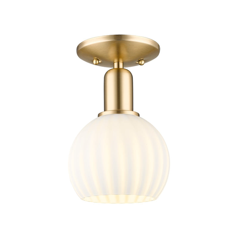 Innovations Lighting White Venetian 6in 1-Light Semi-Flush Mount | Industrial Champagne Bronze Steel and White Venetian Glass | Model 716-1C-CB-G1217-6WV