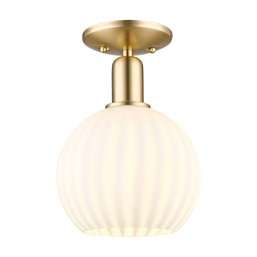 Innovations Lighting Arcadia 8in 1-Light Semi-Flush Mount | Industrial Champagne Bronze Steel and White Venetian Glass | Model 716-1C-CB-G1217-8WV