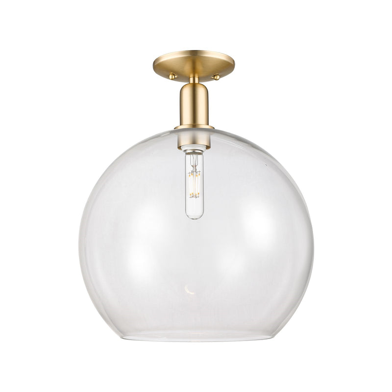 Innovations Athens 14in 1-Light Semi-Flush Mount | Industrial Champagne Bronze Steel and Clear Glass | Living Room & Entryway | Model 716-1C-CB-G122-14