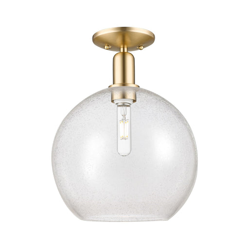 Innovations Athens 12in 1-Light Semi-Flush Mount | Industrial Champagne Bronze Steel and Seedy Glass | Damp-Rated Entryway & | Model 716-1C-CB-G124-12