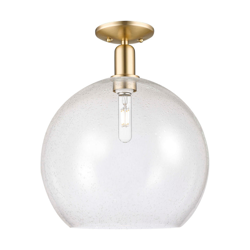 Innovations Athens 14in 1-Light Semi-Flush Mount | Industrial Champagne Bronze Steel and Seedy Glass Globe | Entryway & Hallway | Model 716-1C-CB-G124-14