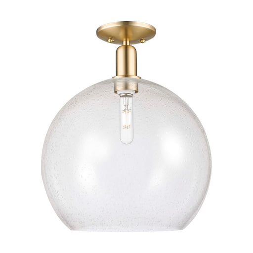 Innovations Athens 14in 1-Light Semi-Flush Mount | Industrial Champagne Bronze Steel and Seedy Glass Globe | Entryway & Hallway | Model 716-1C-CB-G124-14