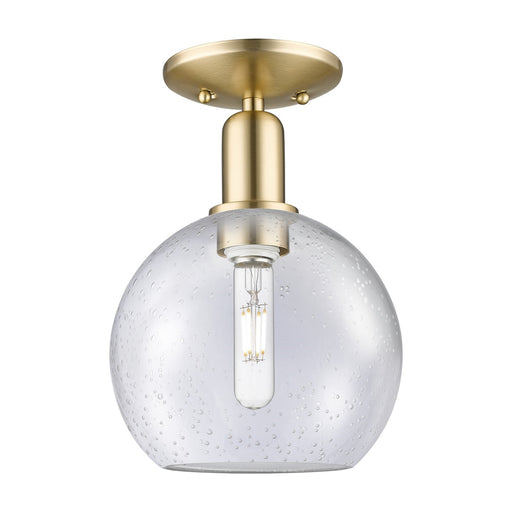 Innovations Athens 8in 1-Light Semi-Flush Mount | Industrial Champagne Bronze Steel and Seedy Glass | Damp-Rated Hallway & | Model 716-1C-CB-G124-8
