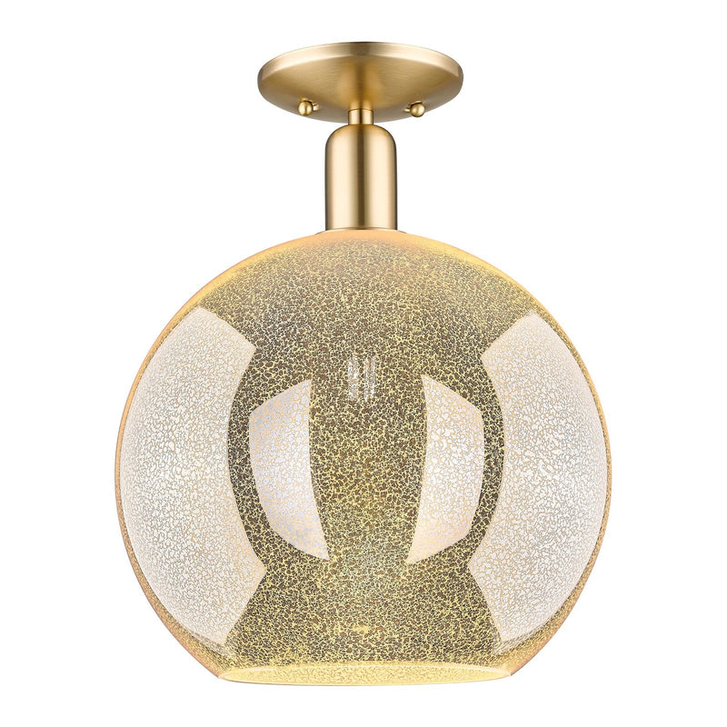 Innovations Athens 12in 1-Light Semi-Flush Mount | Industrial Champagne Bronze Steel and Mercury Glass | Entryway & Hallway | Model 716-1C-CB-G128-12
