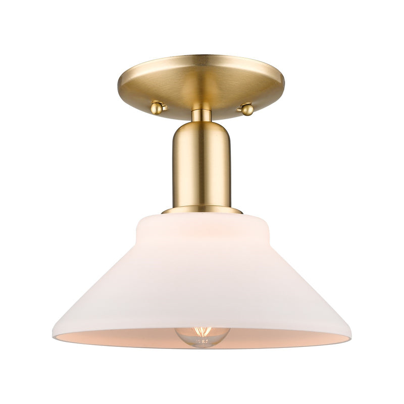 Innovations Orwell 8in 1-Light Semi-Flush Mount | Industrial Champagne Bronze Steel and Matte White Glass | Kitchen & Hallway | Model 716-1C-CB-G131