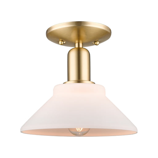 Innovations Orwell 8in 1-Light Semi-Flush Mount | Industrial Champagne Bronze Steel and Matte White Glass | Kitchen & Hallway | Model 716-1C-CB-G131